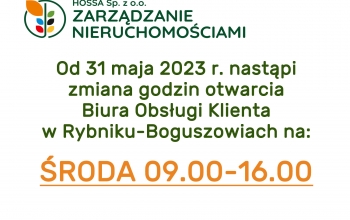 Zmiana godzin otwarcia BOK w Rybniku-Boguszowicach